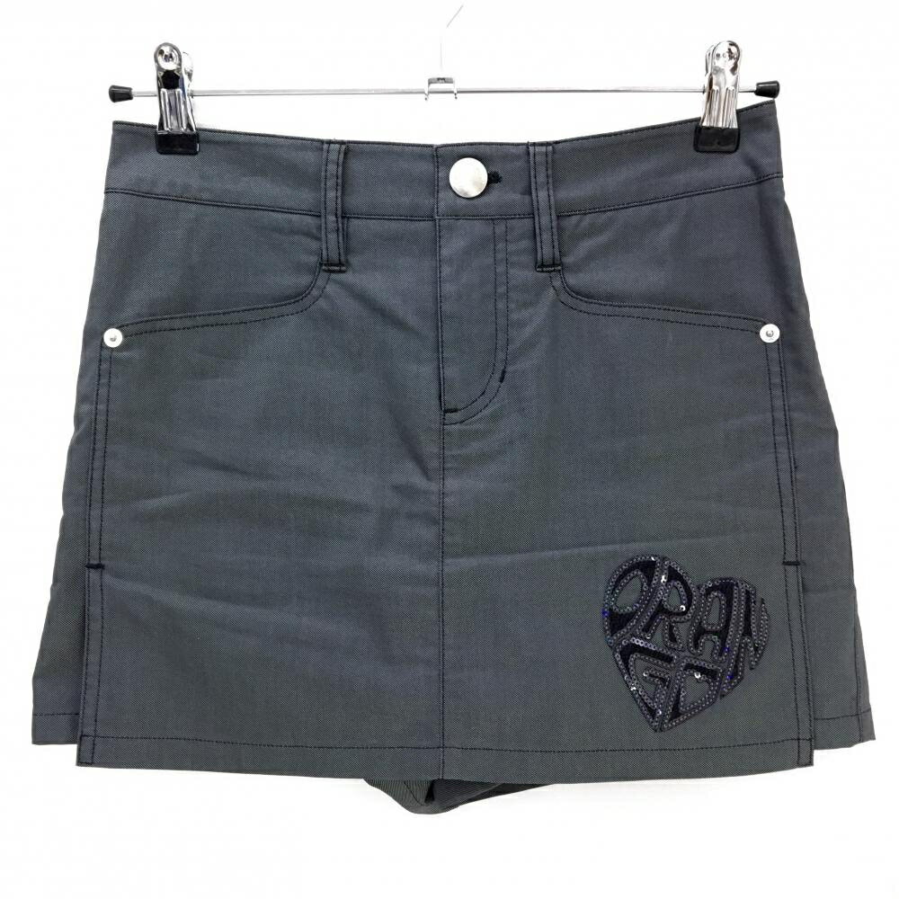 【超美品】ダンスウィズドラゴン スカート グレー ハートロゴ 内側パンツ レディース 1(S) ゴルフウェア Dance With Dragon