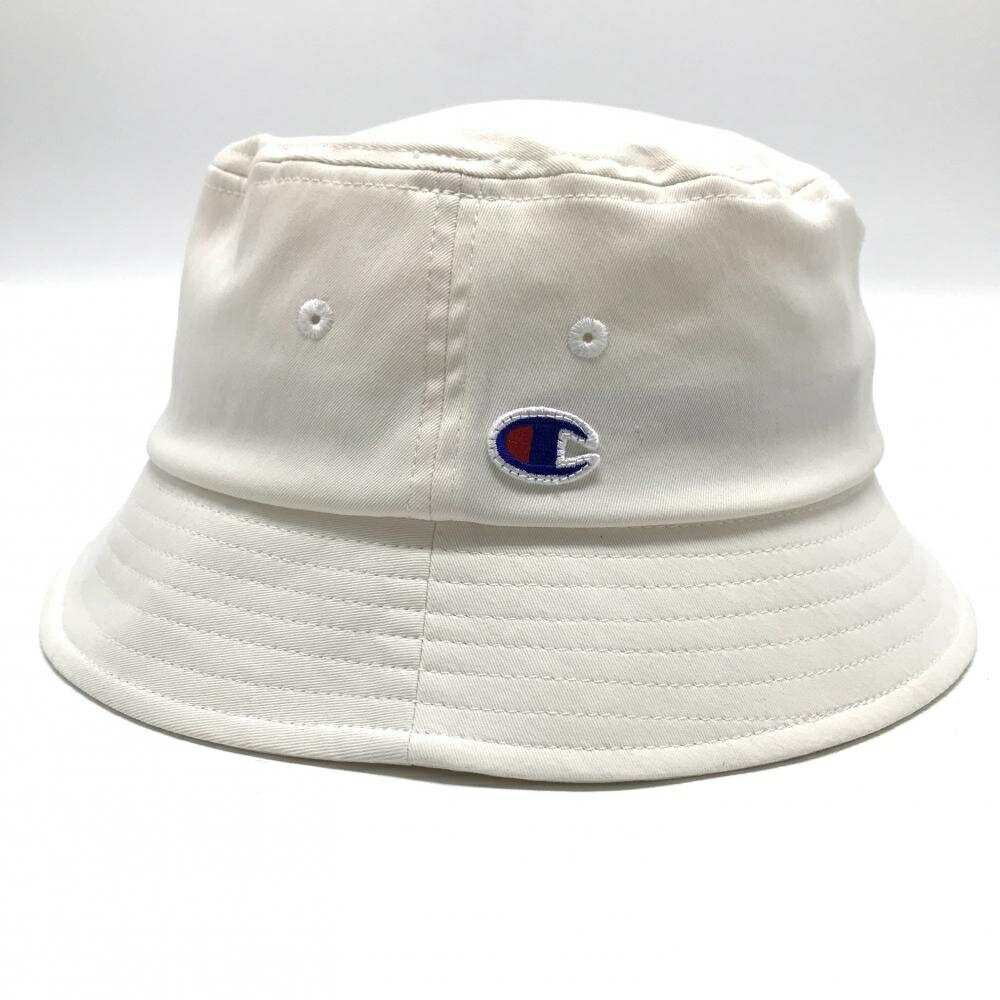 【美品】チャンピオン バケットハット 白 ロゴ刺しゅう 内側サイズ調節可 57-59cm ゴルフウェア Champion