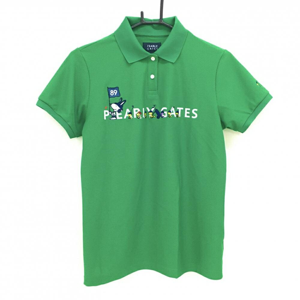 PEARLY GATES - 【美品】パーリーゲイツ×PEANUTS 半袖ポロシャツ グリーン×白×ネイビー レディース 2(L) ゴルフウェア 2024年モデル PEARLY GATES