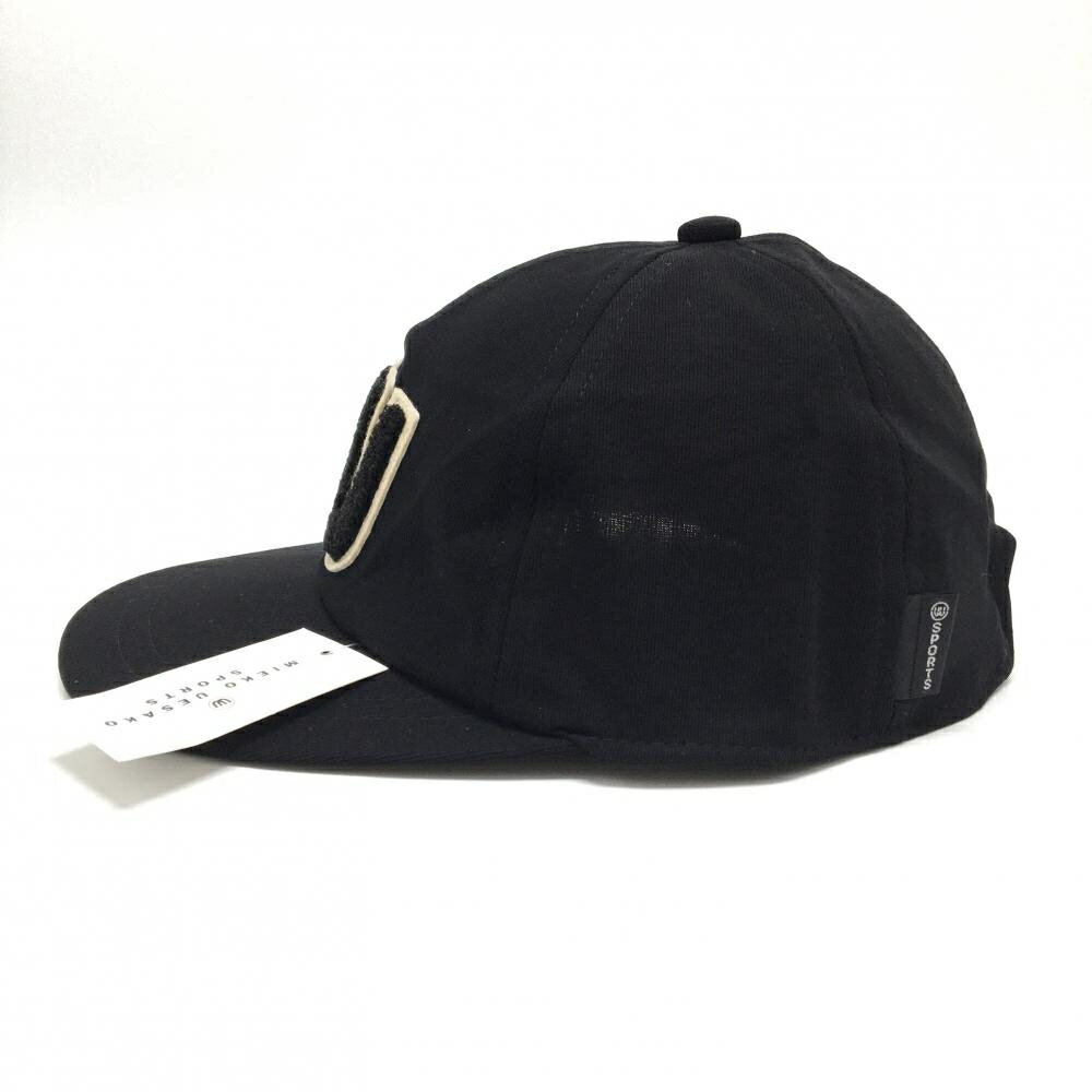 【新品】MUスポーツ キャップ 黒 さがら刺しゅうワッペン ロゴ コットン100% F ゴルフウェア M・U SPORTS