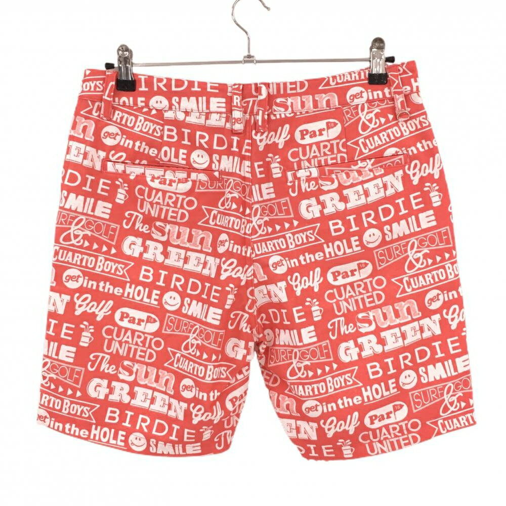 【新品】クアルトユナイテッド ハーフパンツ レッドピンク×白 総柄 メンズ M ゴルフウェア CUARTO UNITED