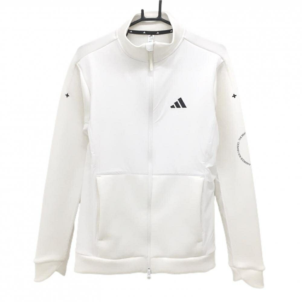 ADIDAS - 【美品】アディダス ジャケットブルゾン 白×黒 ダンボールニット×異素材切替 ダブルジップ メンズ S ゴルフウェア adidas