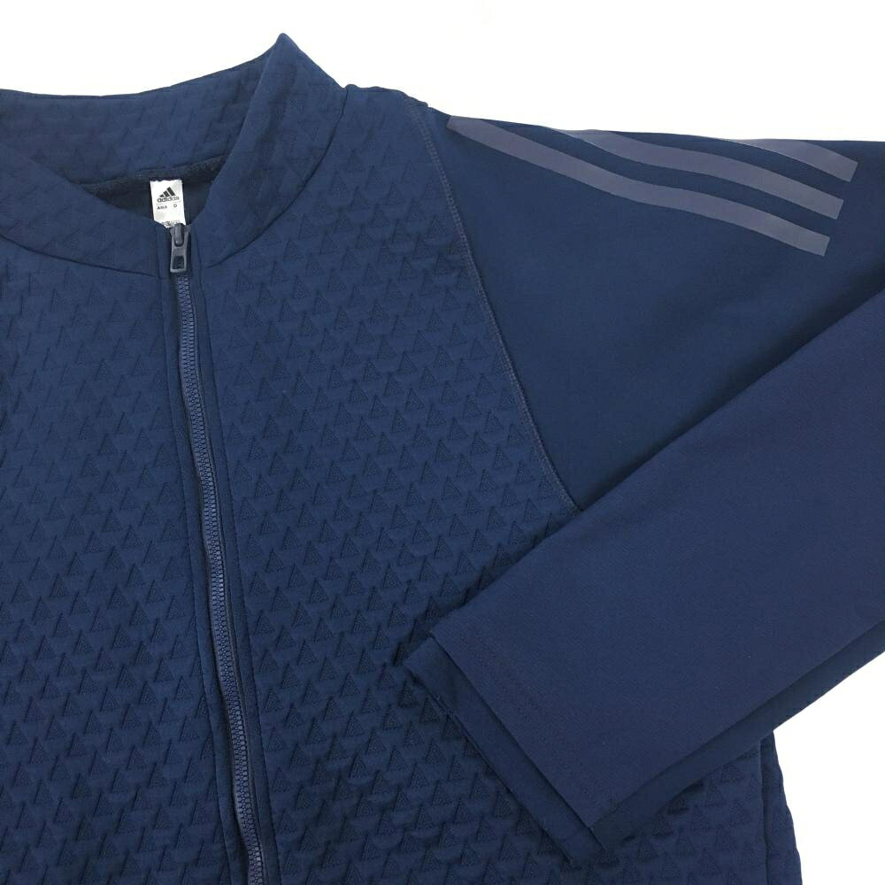 【美品】アディダス ジャケット ネイビー 一部柄 袖裏一部起毛 メンズ M ゴルフウ...