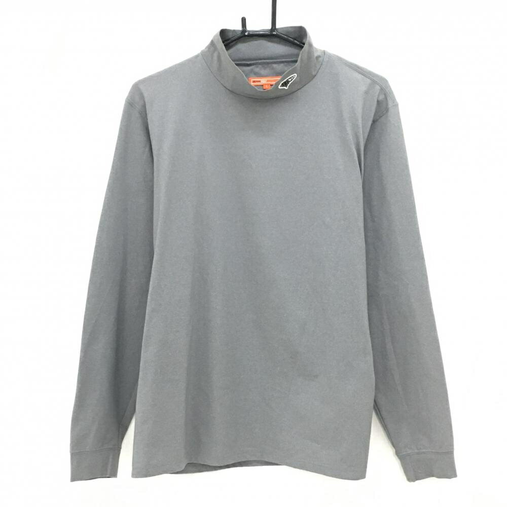 【美品】ビームスゴルフ 長袖ハイネックシャツ グレー 袖ロゴ ストレッチ メンズ L...
