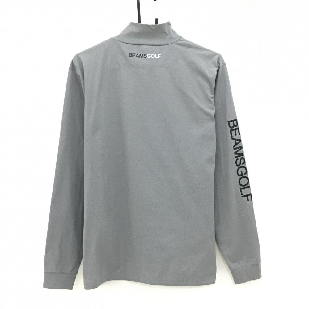 【美品】ビームスゴルフ 長袖ハイネックシャツ グレー 袖ロゴ ストレッチ メンズ L ゴルフウェア BEAMS GOLF