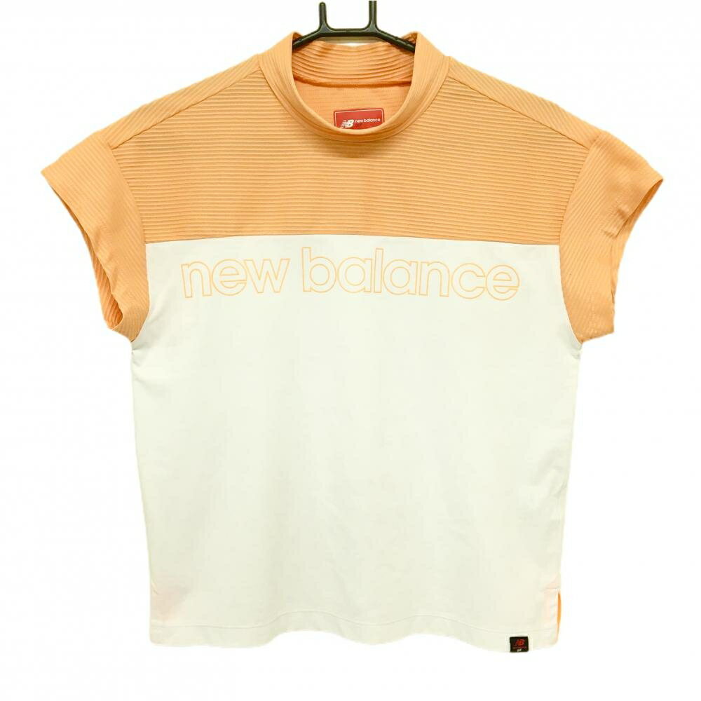 乐天商城 - ニューバランス 半袖ハイネックシャツ オレンジ×白 ロゴプリント レディース 1(M) ゴルフウェア New Balance