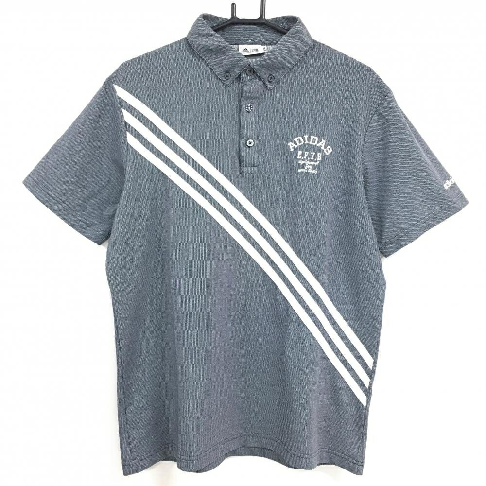 Shirts - 【超美品】アディダス 半袖ポロシャツ ネイビー×白 3ライン ボタンダウン メンズ O/XG ゴルフウェア adidas