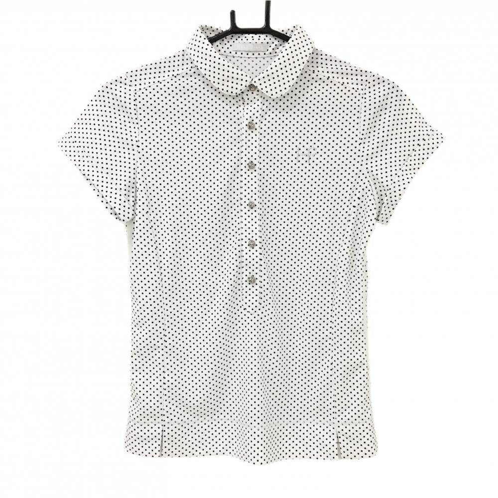 Heal Creek - 【美品】ヒールクリーク 半袖ポロシャツ 白×ネイビー ドット柄 ラインストーン レディース 40(M) ゴルフウェア Heal Creek
