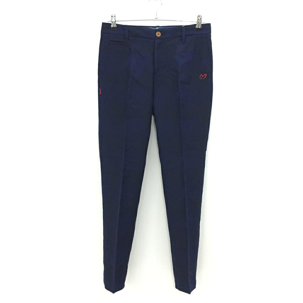 【新品】マスターバニー パンツ ネイビー×黒 総柄 千鳥 ウール混 蓄熱裏地 レディース 1(M) ゴルフウェア MASTER BUNNY EDITION