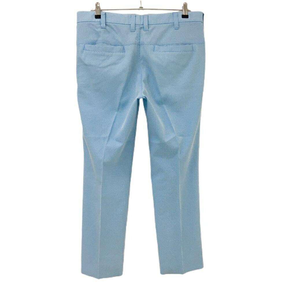 【美品】カッターアンドバック パンツ ライトブルー×白 チェック 凹凸生地 ストレッチ メンズ 88 ゴルフウェア CUTTER＆BUCK