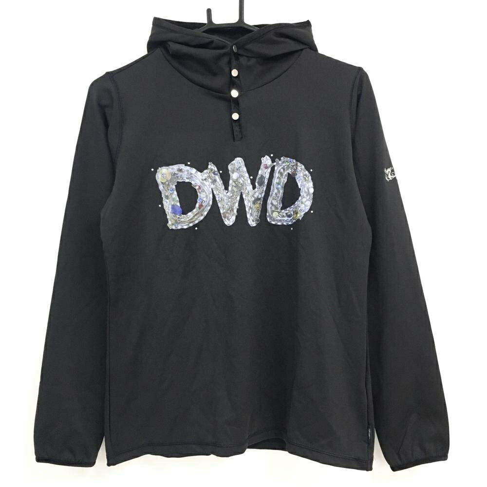 Dance with Dragon - 【未使用品】ダンスウィズドラゴン フード付き長袖シャツ 黒 パーカー フロントロゴ レディース 3(L) ゴルフウェア Dance With Dragon