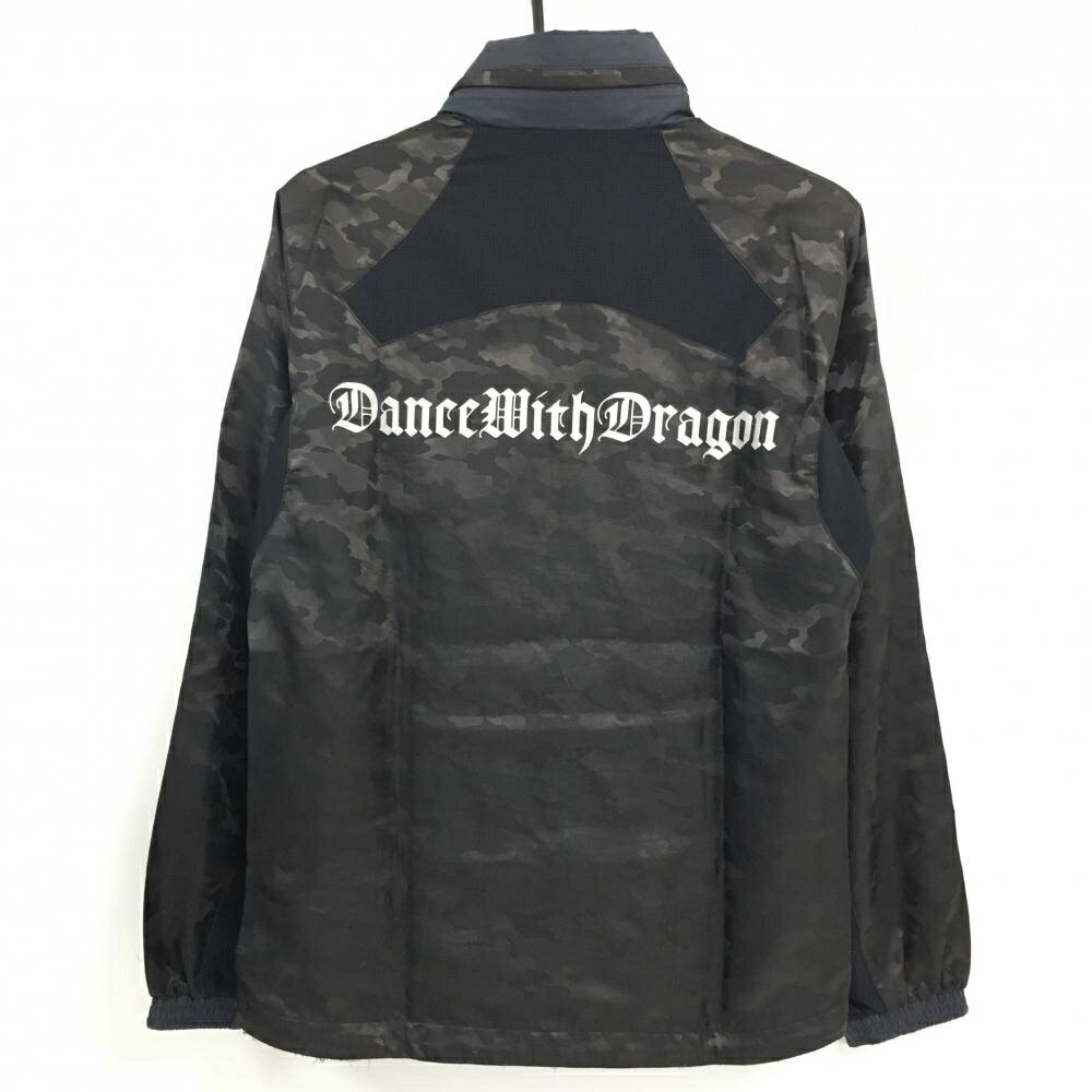 【美品】ダンスウィズドラゴン ジャケット ネイビー×黒 背面カモフラ柄地模様 フード収納可 メンズ 2(M) ゴルフウェア Dance With Dragon