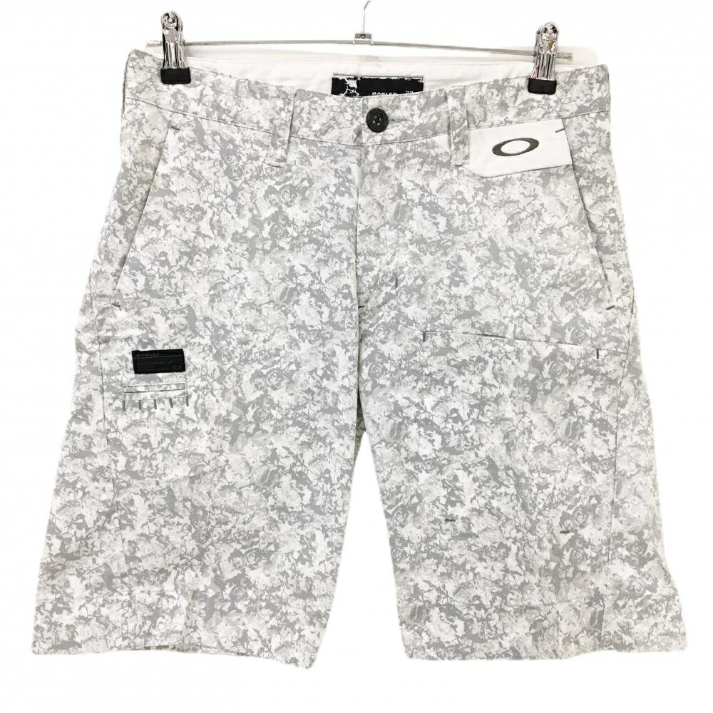 【美品】オークリー ハーフパンツ ライトグレー 総柄 メンズ 32 ゴルフウェア Oakley