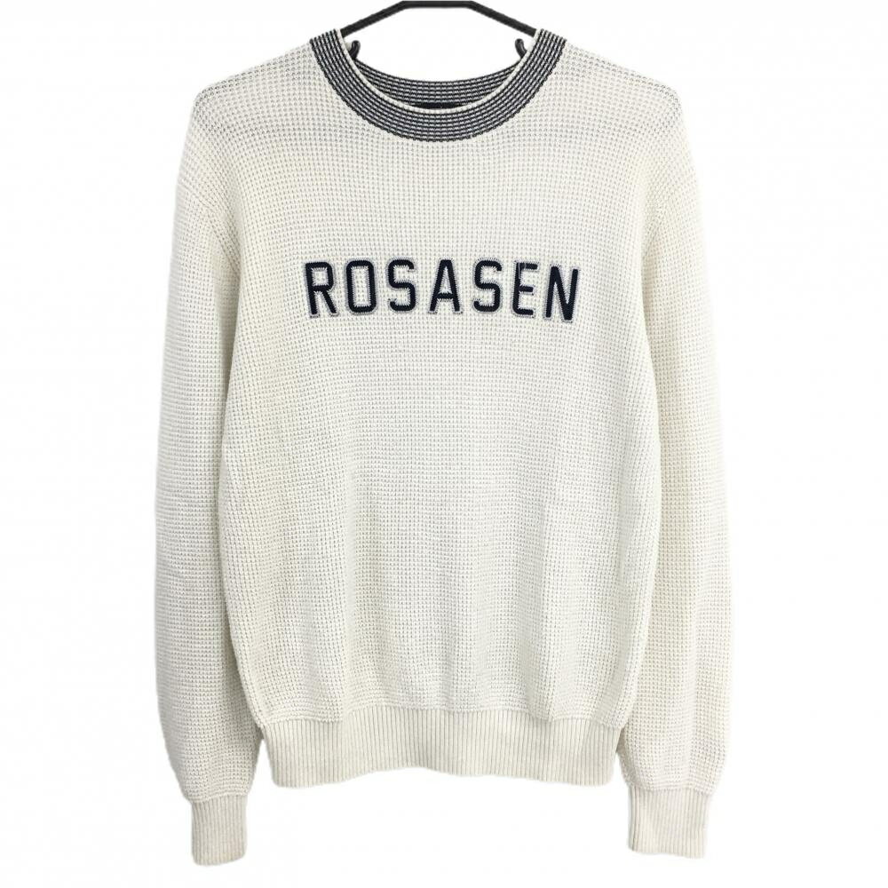 TAKEO KIKUCHI SPORT - ロサーセン セーター アイボリー×ネイビー フロントロゴ ニット メンズ 48(M) ゴルフウェア Rosasen