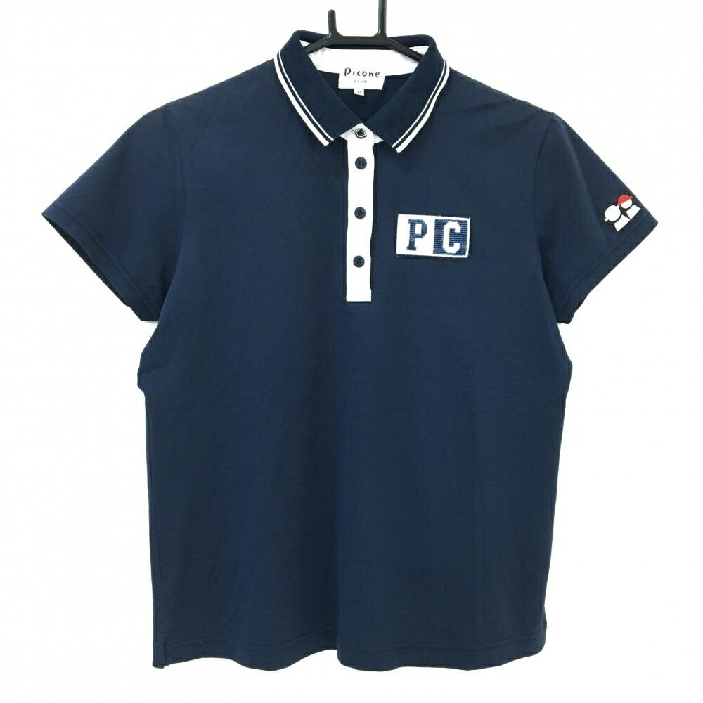 Polo Shirt - ピッコーネ 半袖ポロシャツ ネイビー×白 ビーズロゴ レディース II(M) ゴルフウェア PICONE