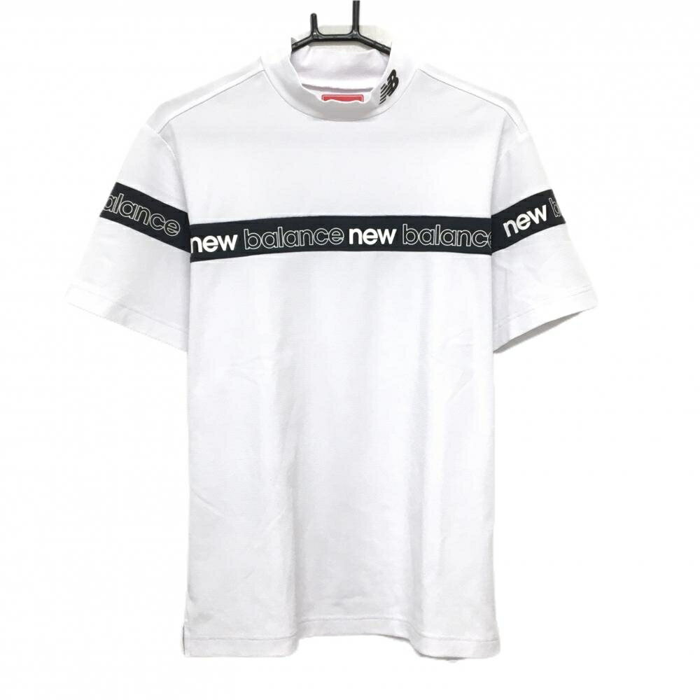 Shirts - 【超美品】ニューバランスゴルフ 半袖ハイネックシャツ 白×黒 ロゴプリント メンズ 5(L) ゴルフウェア 2024年モデル New Balance