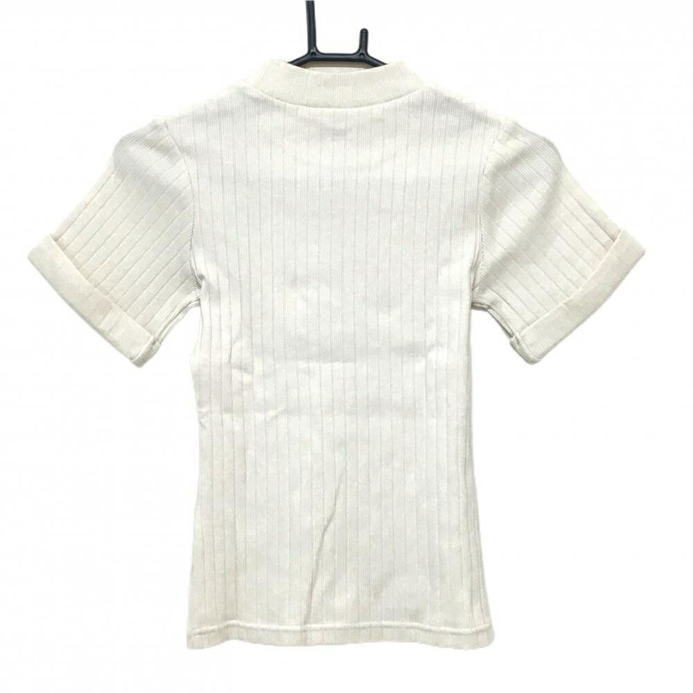 【新品】ニューエラ 半袖ハイネックシャツ ベージュ ストライプ織生地 ロゴプリント レディース SMALL ゴルフウェア New Era