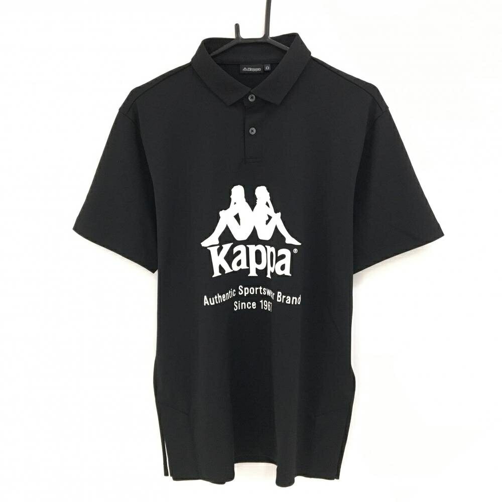 Kappa - 【美品】カッパ 半袖ポロシャツ 黒×白 フロントロゴ サイド裾スリット メンズ O ゴルフウェア Kappa