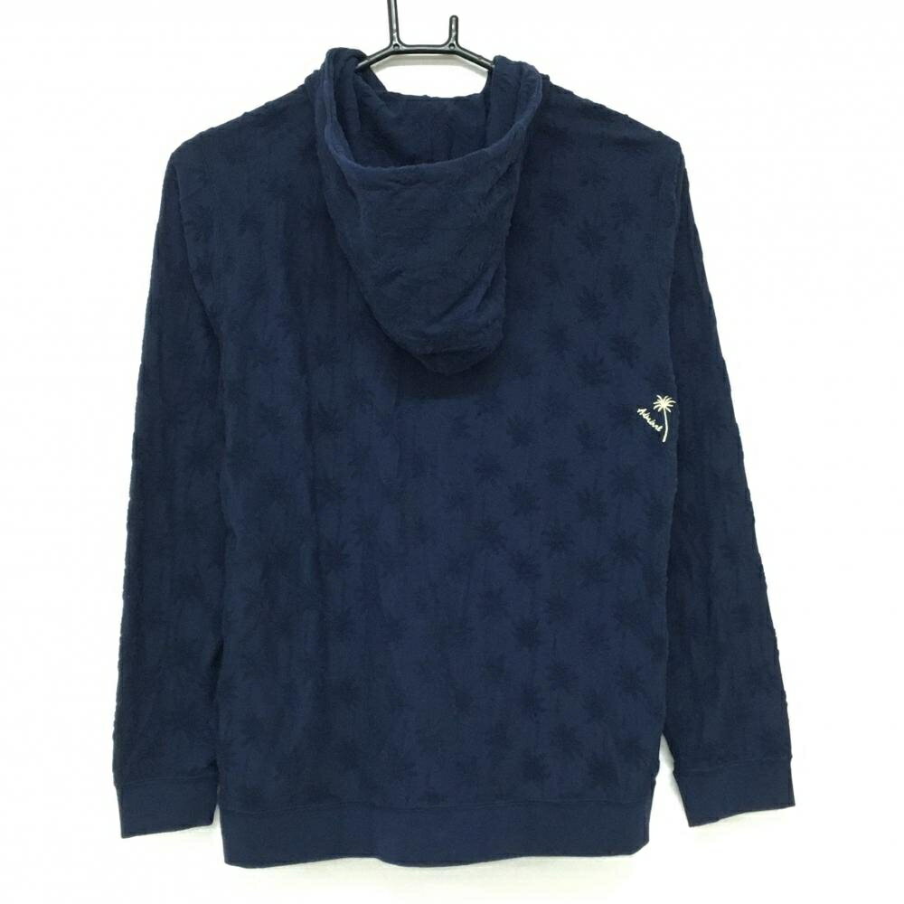 【美品】アドミラル ジップパーカー ネイビー パイル地模様 ロゴ刺しゅう レディース L ゴルフウェア Admiral