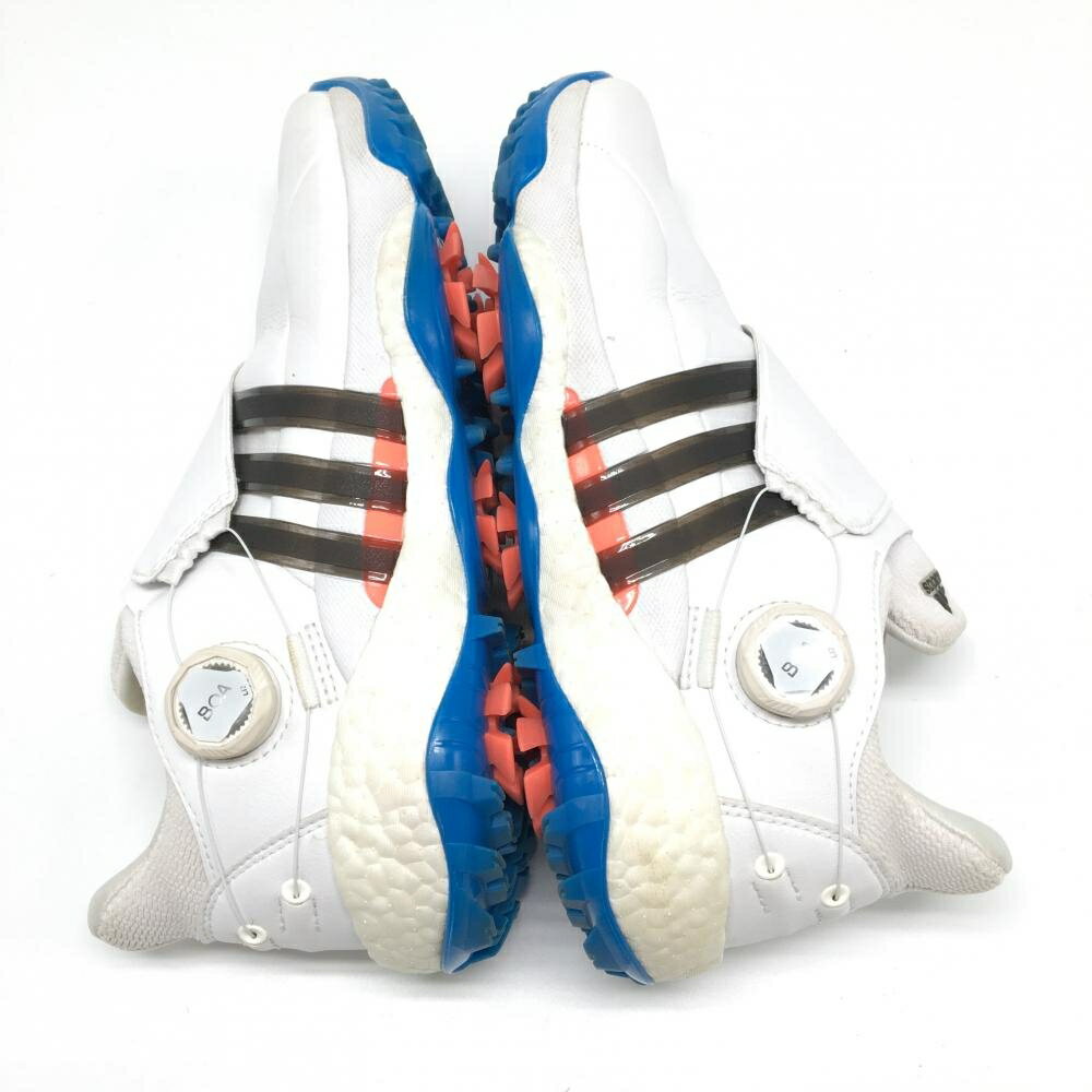 アディダス ゴルフシューズ 白×ブルー GY5336 ダイヤル式 BOA ツアー360 メンズ 25.5 ゴルフウェア adidas