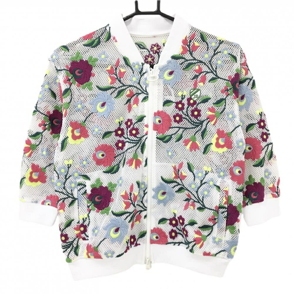 Untitled Sport - 【新品】ジャックバニー メッシュジャケット 白×マルチカラー 花柄 七分袖 ブルゾン レディース 0(S) ゴルフウェア Jack Bunny
