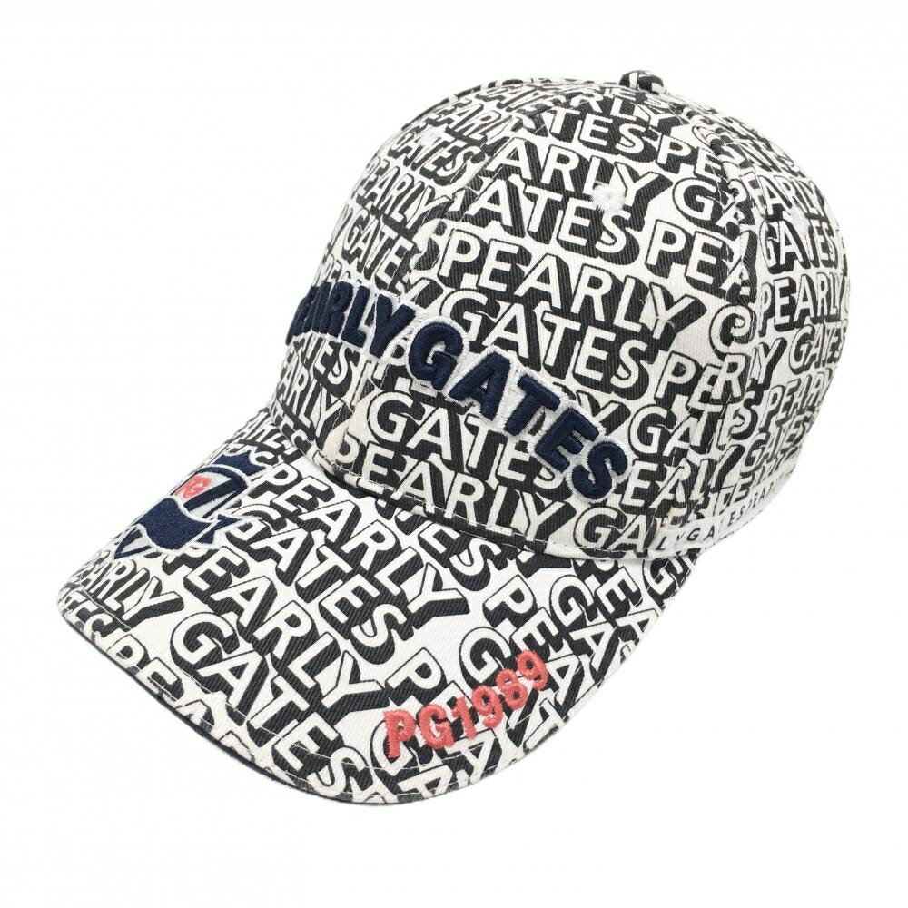 SINACOVA GOLF - パーリーゲイツ キャップ 黒×白 ロゴ総柄 FR ゴルフウェア PEARLY GATES