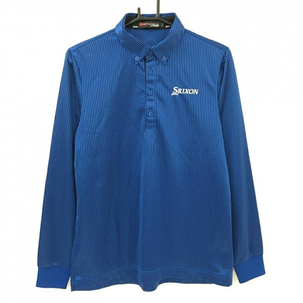 SRIXON - 【超美品】スリクソンバイデサント 長袖ポロシャツ ネイビー ストライプ ボタンダウン メンズ M ゴルフウェア SRIXON