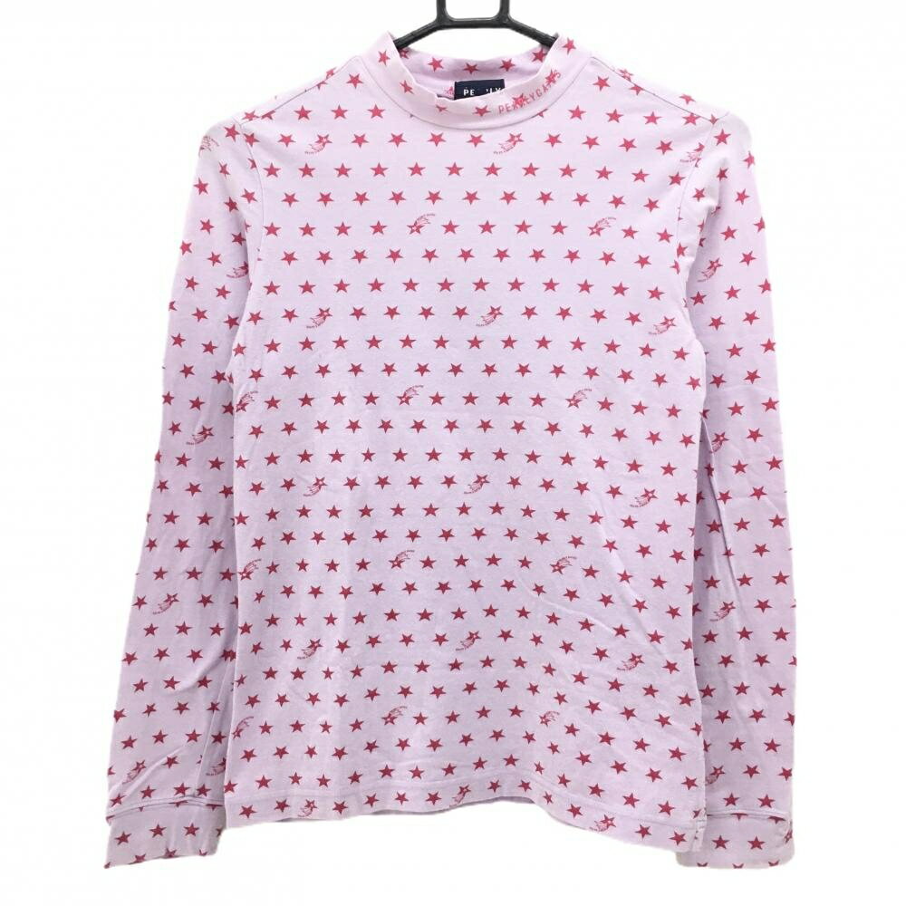 PEARLY GATES - パーリーゲイツ 長袖ハイネックシャツ ピンク×レッドピンク系 星総柄 ネックロゴ レディース 1(M) ゴルフウェア PEARLY GATES