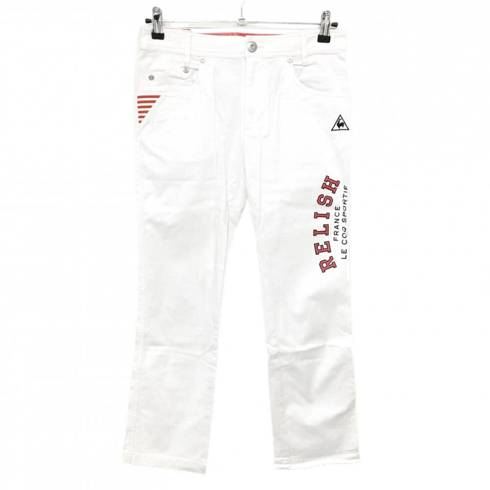 【美品】ルコックゴルフ パンツ 白×レッド コットン混 ストレッチ レディース 11 ゴルフウェア le coq sportif