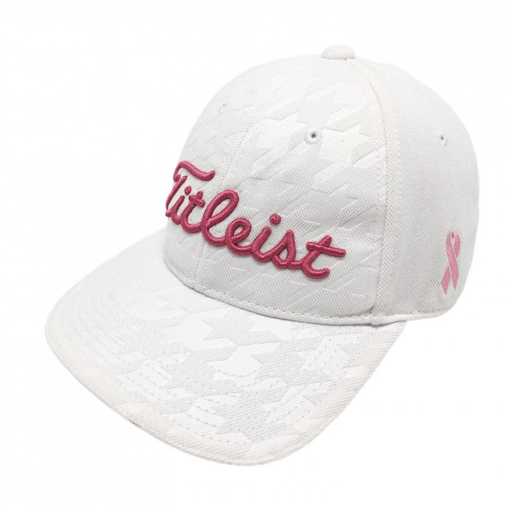 TITLEIST - タイトリスト キャップ 白 千鳥格子地模様 ロゴピンク サイズ表記無し ゴルフウェア TITLEIST