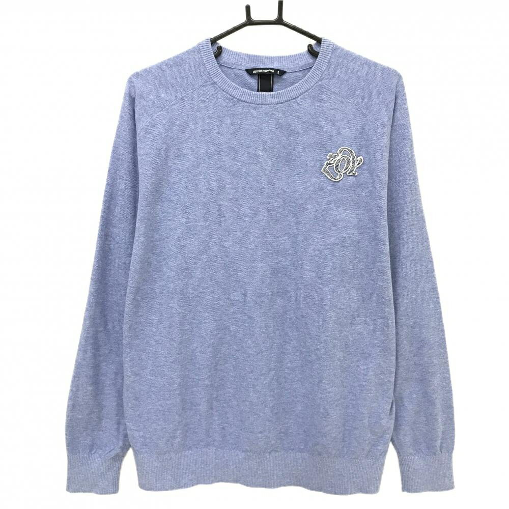TAKEO KIKUCHI SPORT - 【美品】ゾーイ セーター 杢ブルー ワッペン コットン混 ニット メンズ 3(L) ゴルフウェア ZOY
