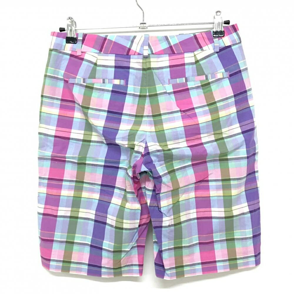 【超美品】ラルフローレンゴルフ ハーフパンツ ピンク×グリーン チェック レディース 2(M) ゴルフウェア Ralph Lauren