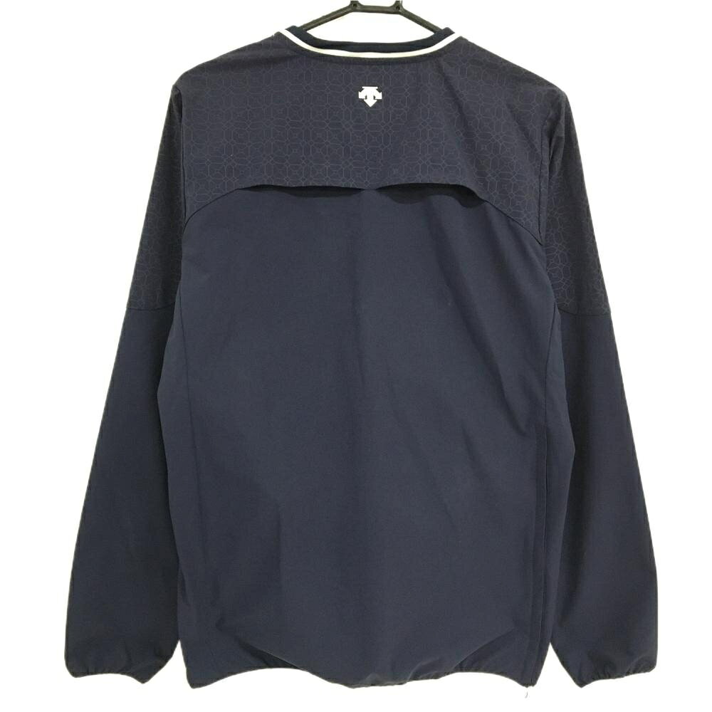 【美品】スリクソンバイデサント スニード ネイビー×白 前身頃・袖一部 ブルゾン Vネック 総柄 メンズ L ゴルフウェア SRIXON