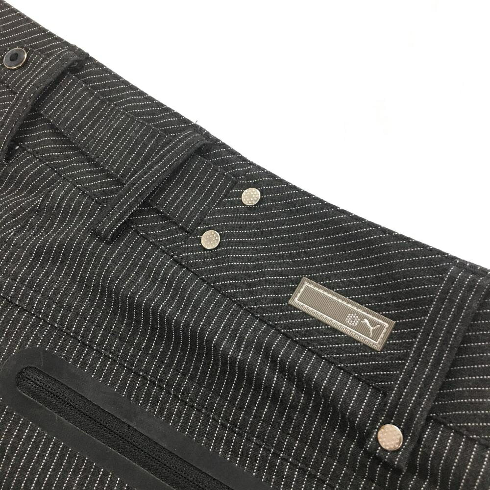 レオナード 楽天市場店の【超美品】プーマ パンツ 黒系×白 ストライプ ティー装着可 レディース L ゴルフウェア PUMA｜アングル3