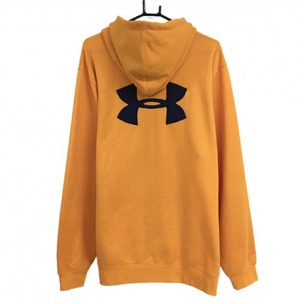 アンダーアーマー ジップパーカー オレンジ×ネイビー 後ビッグロゴ ジャケット メンズ 3XL ゴルフウェア 大きいサイズ UNDER ARMOUR