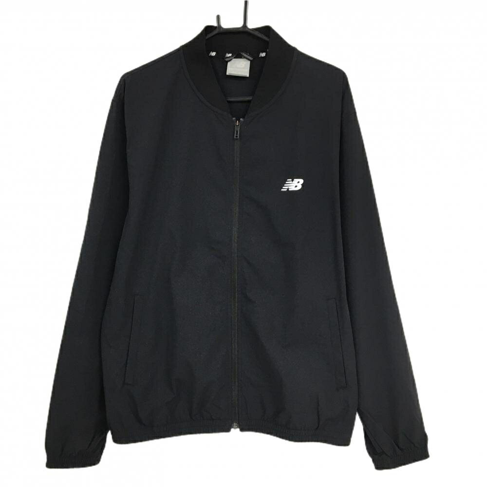 ニューバランス ジャケットブルゾン 黒×白 ロゴプリント 薄手 メンズ 2XL ゴルフウェア New Balance