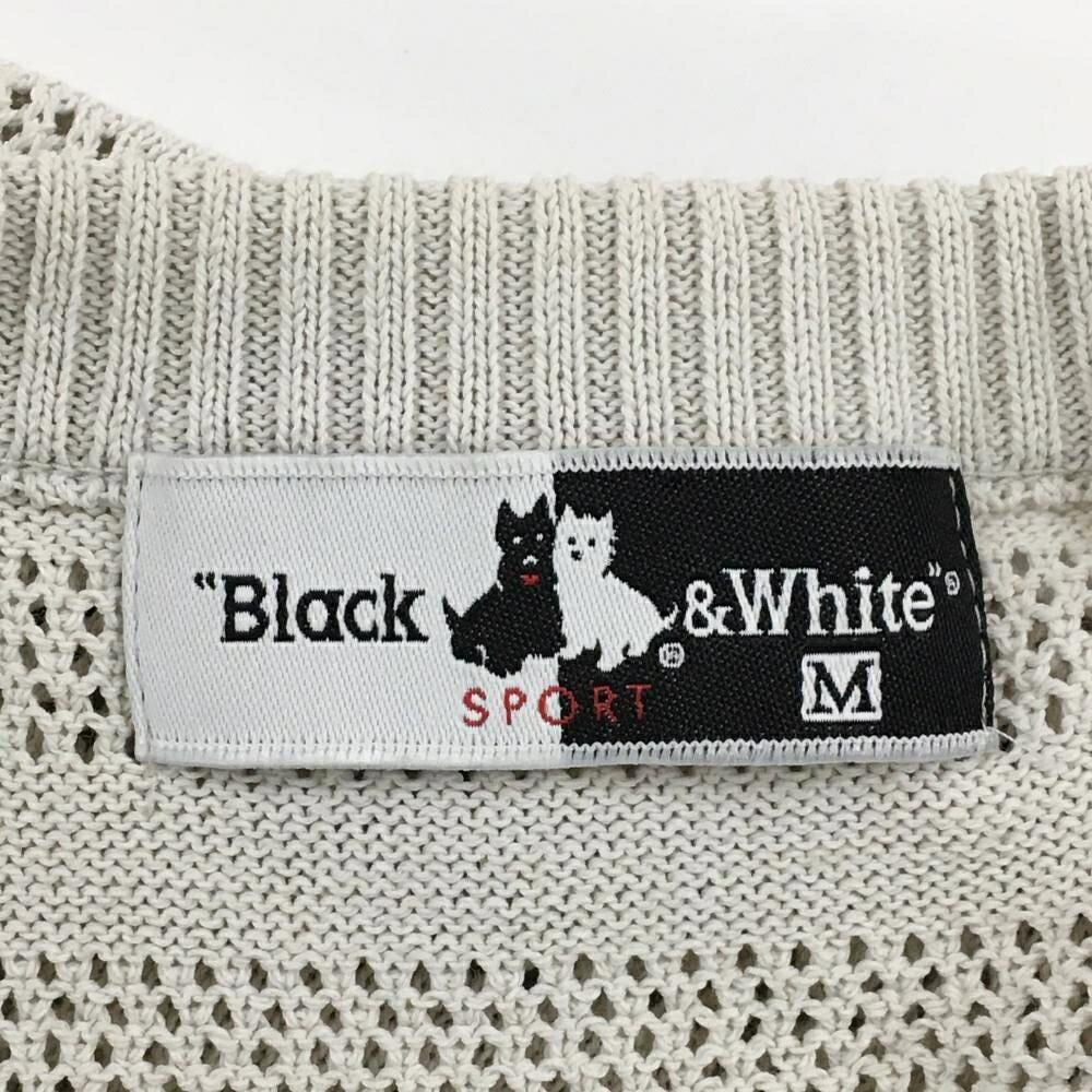 ブラックアンドホワイト ニットベスト グレー×イエロー 前身頃ダイヤ柄 背面透かし...