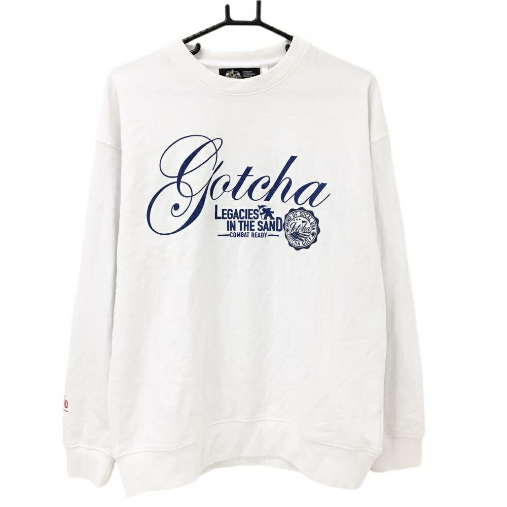 SINACOVA GOLF - ガッチャゴルフ トレーナー 白×ブルー ロゴプリント メンズ M ゴルフウェア GOTCHA GOLF