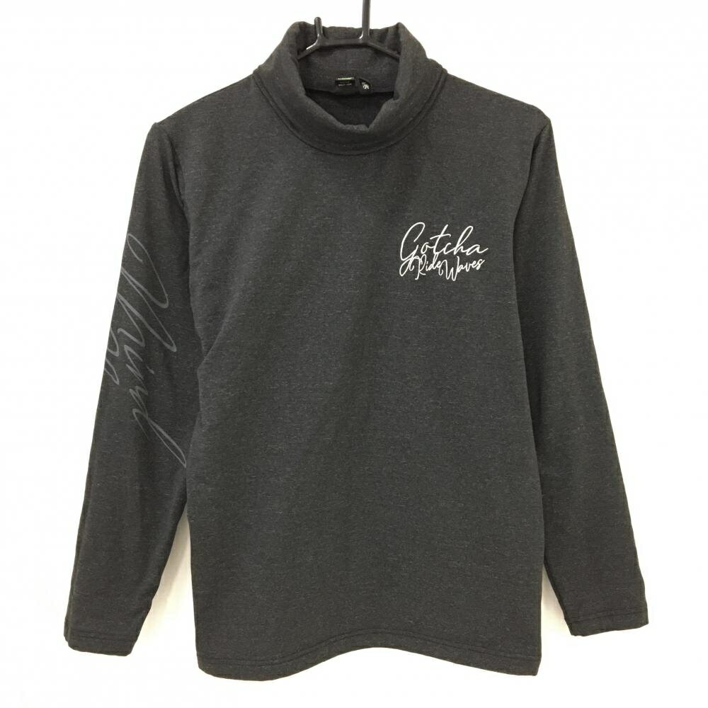 TAKEO KIKUCHI SPORT - 【美品】ガッチャゴルフ 長袖タートルネックシャツ 杢黒 裏微起毛 ストレッチ ロゴ刺しゅう メンズ M ゴルフウェア GOTCHA GOLF