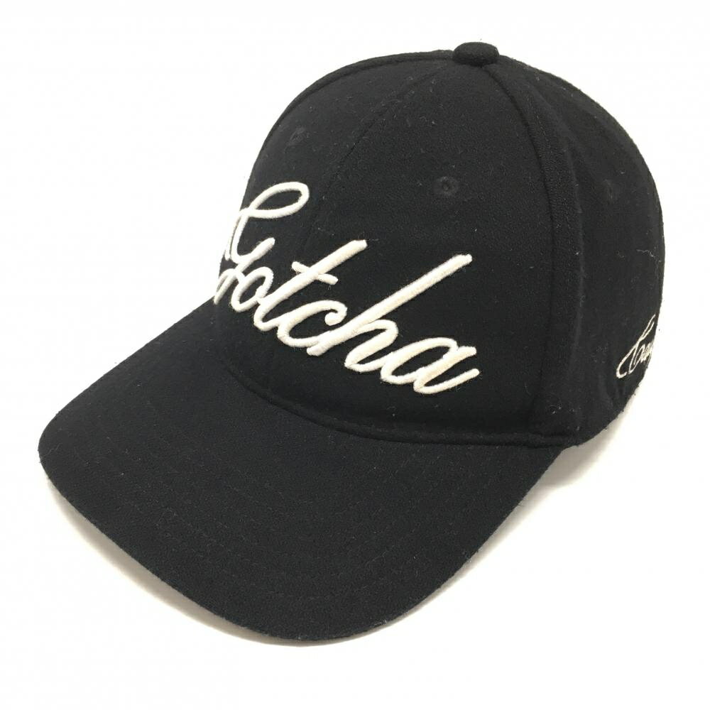SINACOVA GOLF - 【美品】ガッチャゴルフ キャップ 黒×白 立体ロゴ刺しゅう ウール混 フリー ゴルフウェア GOTCHA GOLF