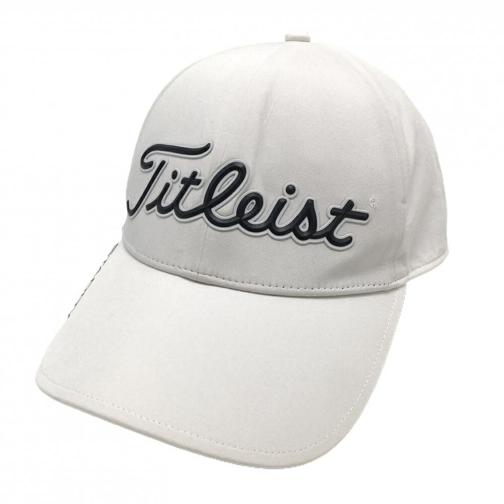 【超美品】タイトリスト キャップ オフホワイト×ダークグレー フロントロゴ フリー(57～59cm) ゴルフウェア TITLEIST
