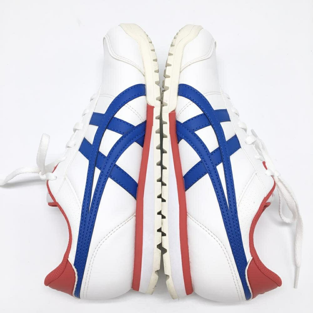 【超美品】アシックス ゴルフシューズ 白×ブルー 1113A054 GEL-PRESHOT CLASSIC4 スパイクレス 収納袋付 メンズ 25.0 ゴルフウェア asics