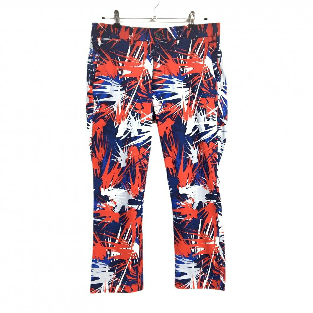 ラウドマウス パンツ ネイビー×レッド 総柄 ストレッチ メンズ L ゴルフウェア LOUDMOUTH