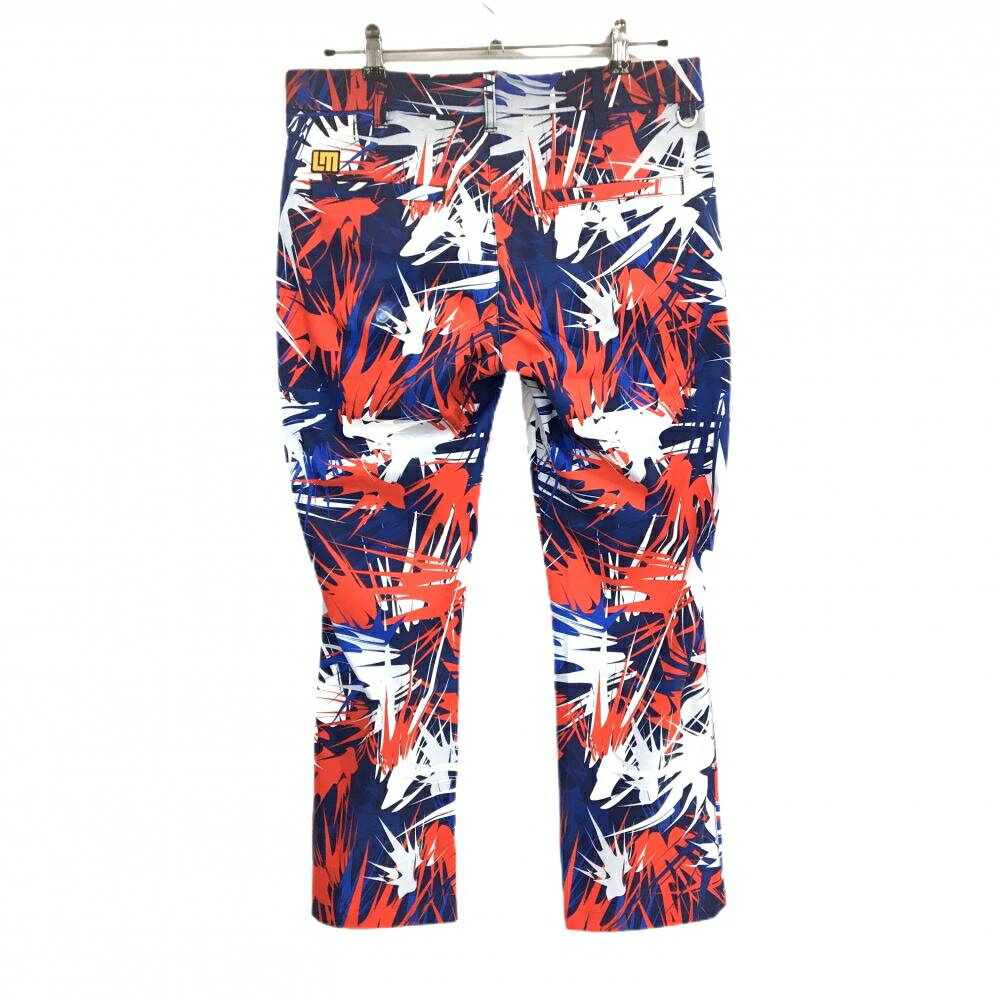 ラウドマウス パンツ ネイビー×レッド 総柄 ストレッチ メンズ L ゴルフウェア LOUDMOUTH