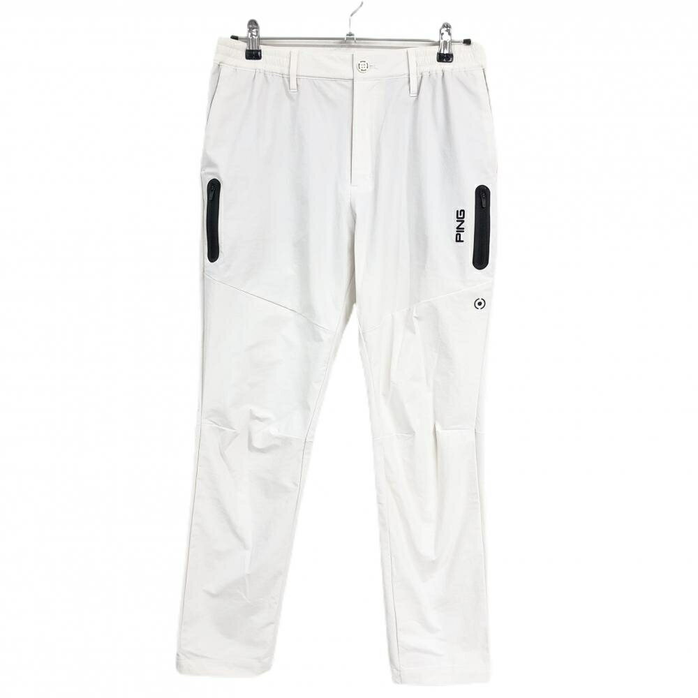PING - 【超美品】ピン ナイロンパンツ 白×黒 ウエストゴム CORDURA ストレッチ ファスナーポケット メンズ L ゴルフウェア PING