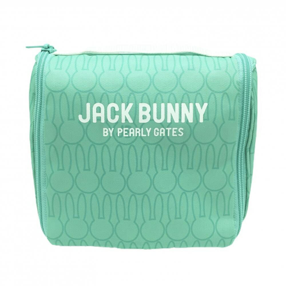 【美品】ジャックバニー マルチポーチ ミントグリーン ウサギ総柄 内外ポケット ゴルフ Jack Bunny