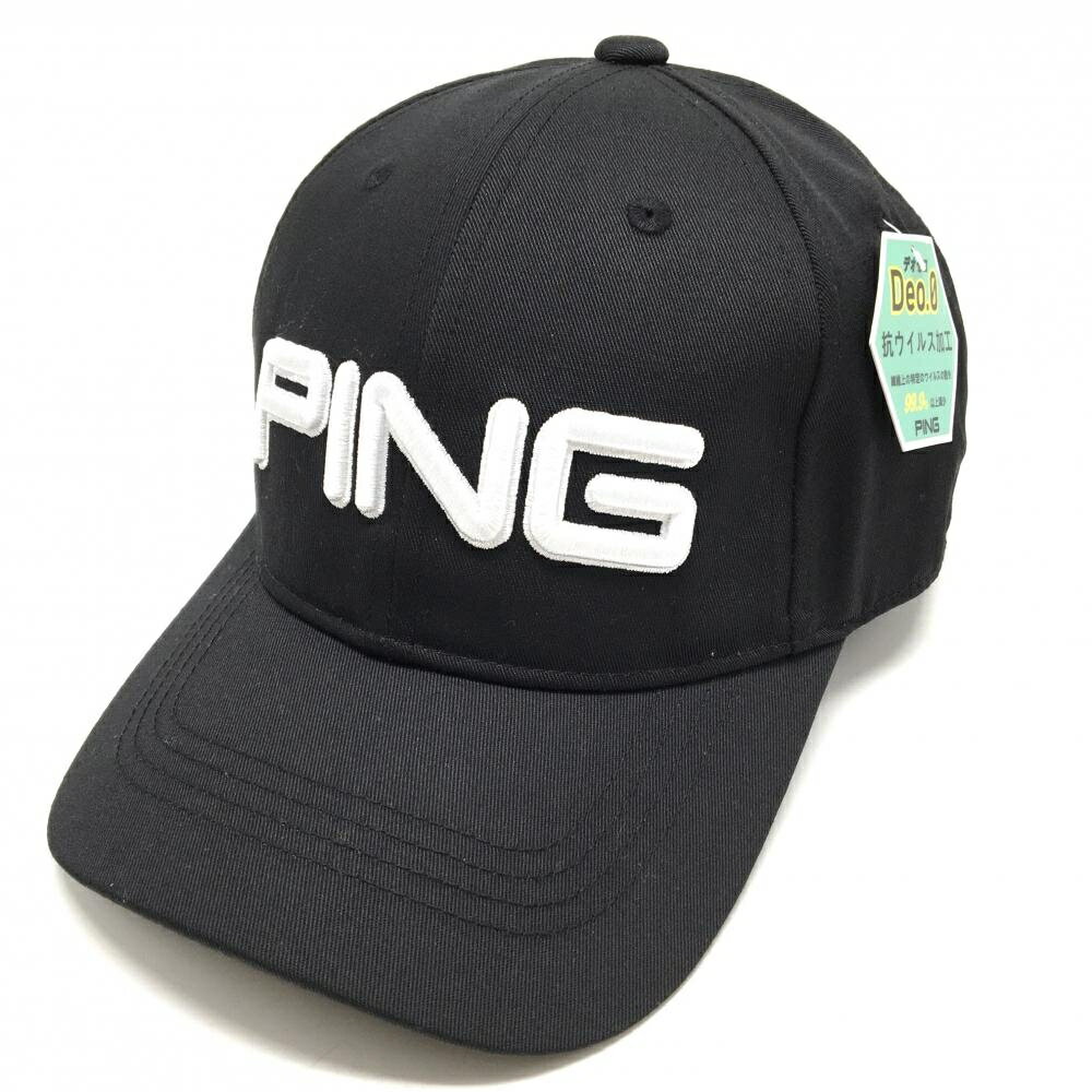 Other - 【新品】ピン キャップ 黒×白 抗ウイルス加工 デオゼロ 立体ロゴ ONE SIZE FITS ALL ゴルフウェア PING
