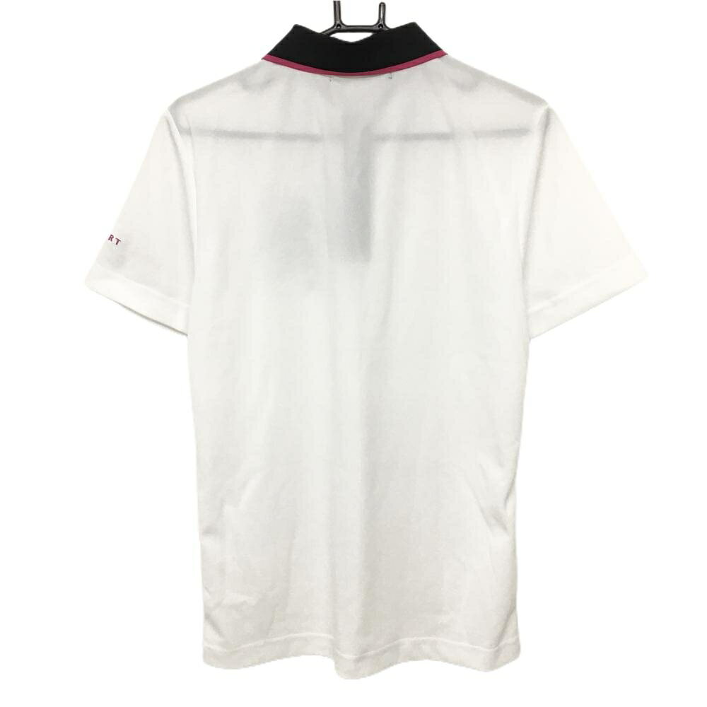 【超美品】ビバハート 半袖ポロシャツ 白×黒 胸ロゴプリント メンズ 48(M) ゴルフウェア VIVA HEART