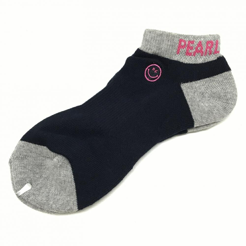 Untitled Sport - 【未使用品】パーリーゲイツ ソックス ネイビー×グレー くるぶし丈 スマイル ニコちゃん レディース ゴルフウェア PEARLY GATES