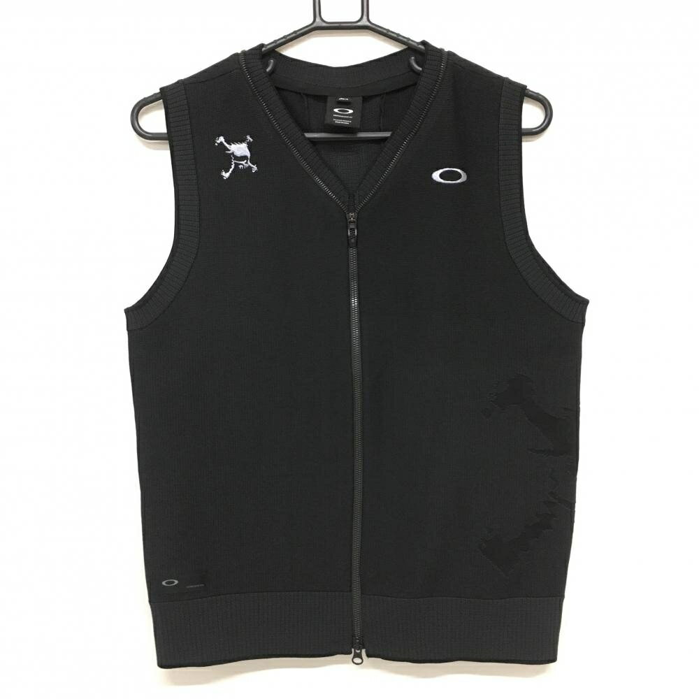 TAKEO KIKUCHI SPORT - 【超美品】オークリー ジップニットベスト 黒 背面センターメッシュ ロゴライトグレー メンズ M ゴルフウェア Oakley